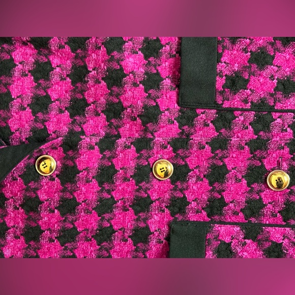 Simon Chang Vintage Fuchsia Black Wool Blazer Size 10 - Picture 9 of 11
